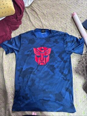 Sport-Tek Blue Camouflage Tee with Red Graphic